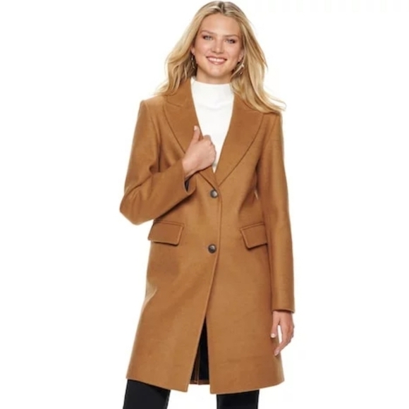 NWT Women's Nine West Single-Breasted Wool Blend Walker Jacket XXL - Picture 1 of 11